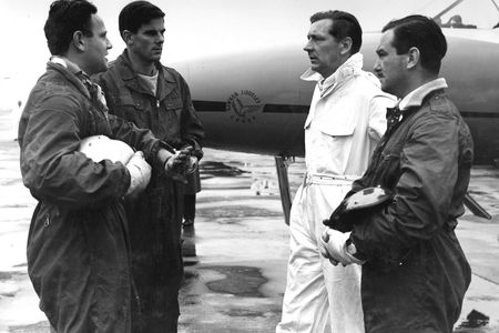 Hawker test pilots (from left) David Lockspeiser, Hugh Merewether, Bill Bedford and Frank Bullen.
