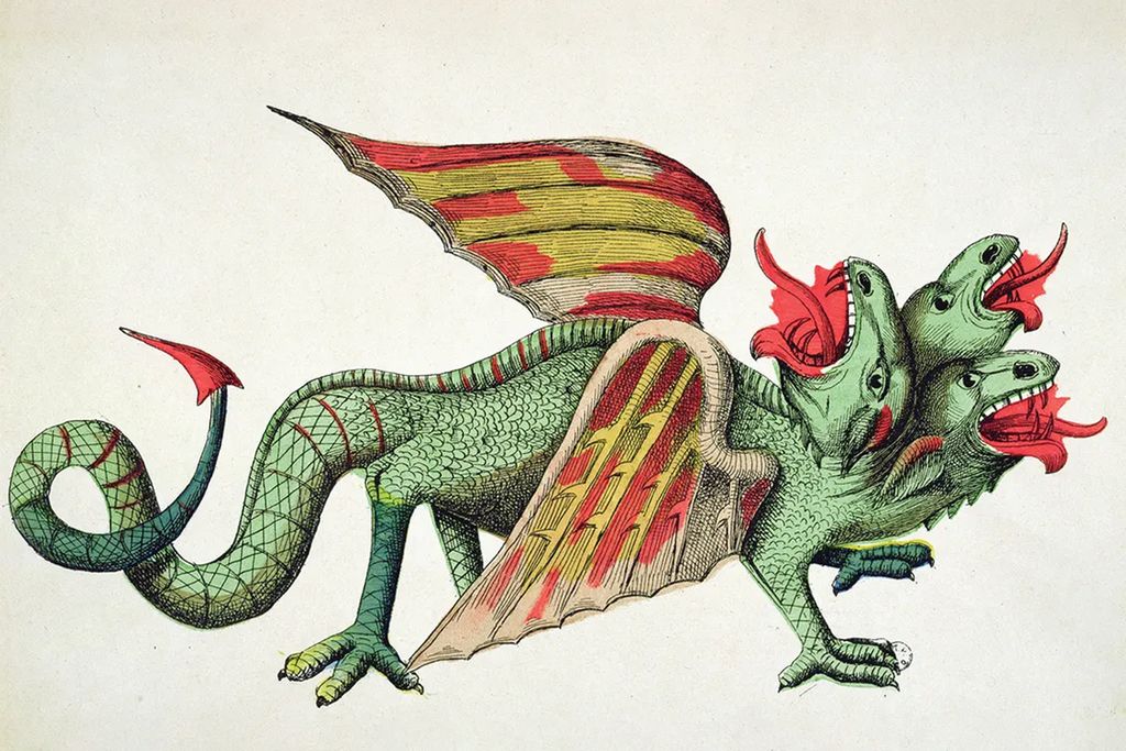 illustration of a three-headed dragon