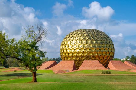 The central meditation dome in Auroville, India.