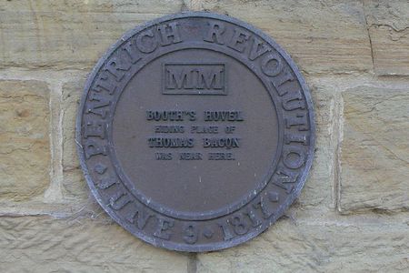 A plaque marking one of the sites of the Pentrich Revolution. 