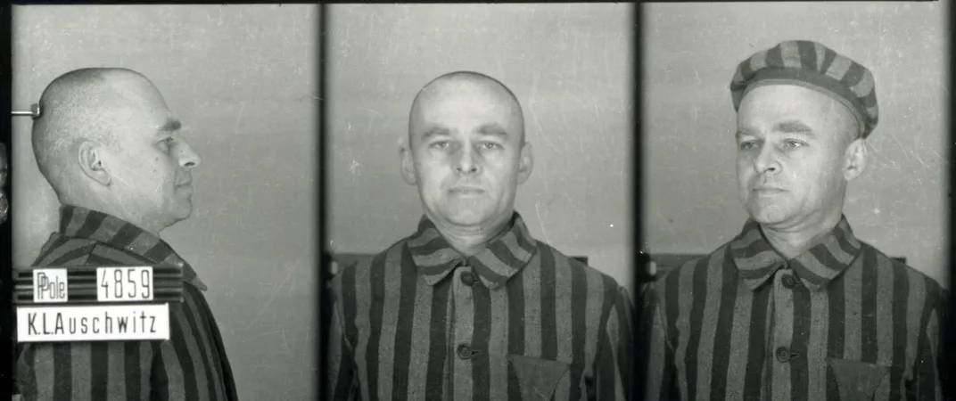 Pilecki's official mugshots at Auschwitz