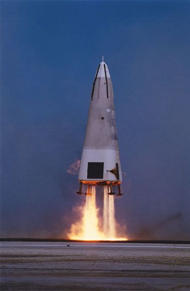 The DC-X backs into its parking spot at White Sands in September 1993.