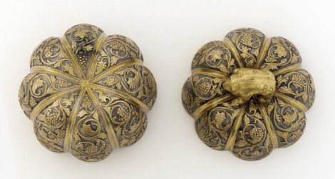 A silver Chinese box in the shape of a flower, Tang Dynasty, late 7th to early 8th century