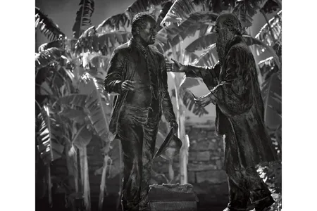 The statue Sons of St. Augustine imagines a warm encounter between Alexander Darnes, a physician, and Edmund Kirby Smith, the Confederate general who had enslaved him.