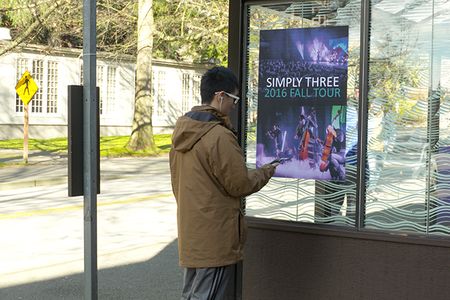 Engineers tested the new technology with this poster at a Seattle bus stop.