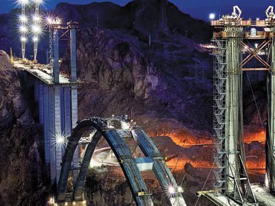Hoover Dam bridge awaiting decking