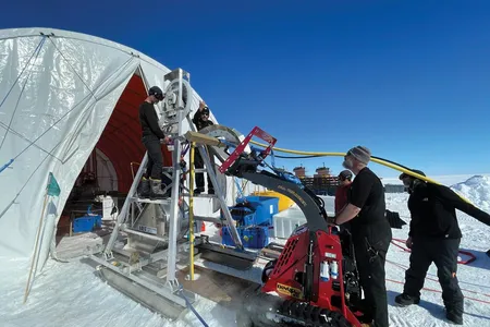 After the researchers identified it as a subterranean river and gathered at the site in Antarctica, they drilled down 1640 feet below the ice&#39;s surface using a hot water hose to melt the ice.
