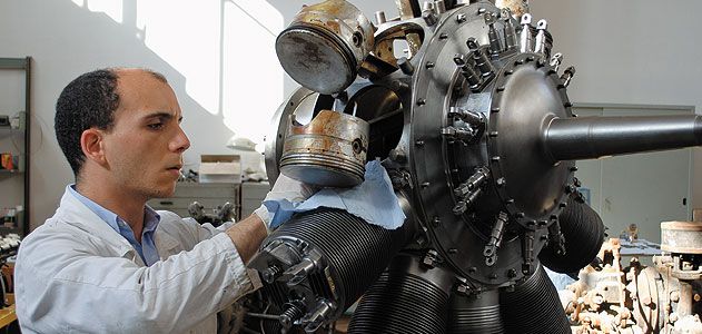 Giuseppe Genchi, who found a trove of engine parts at the University of Palermo, spent countless hours restoring an 11-cylinder rotary engine from World War I.