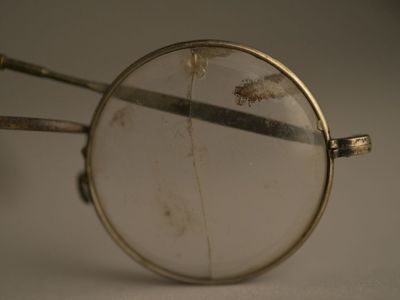 These eyeglasses, which belonged to a prisoner at Auschwitz, are one of the more than 1,000 artifacts included in the traveling exhibition.