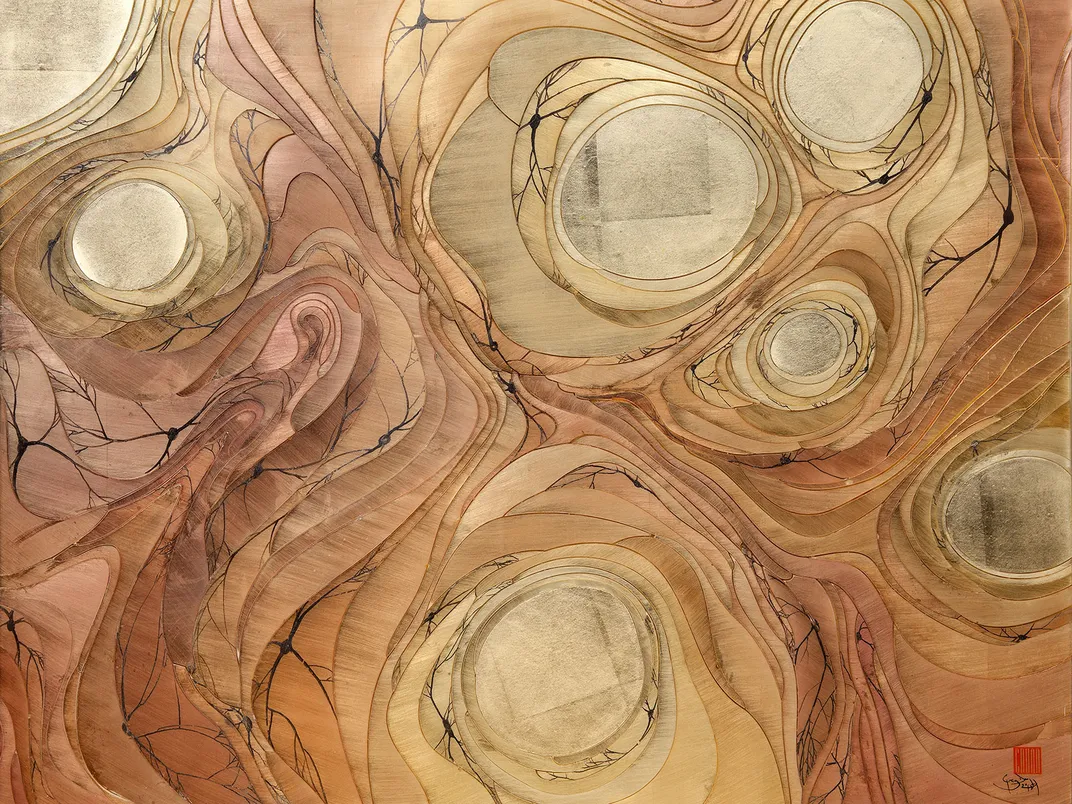 Painting of Myelin Wrapped in Swirling Layers