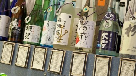 Bottles of imported sake line the shelves at True Sake, in San Francisco. Soon, the small retail shop will begin carrying sake made in America.