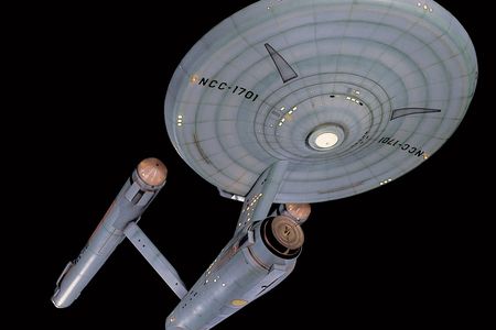 The Enterprise studio model was suspended from above while on display in the 80s and 90s.