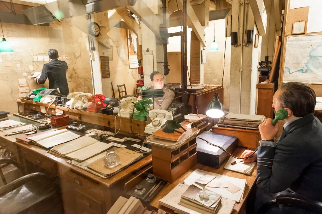 Exhibit in the Churchill War Rooms in London. Credit: Alex Segre/Alamy