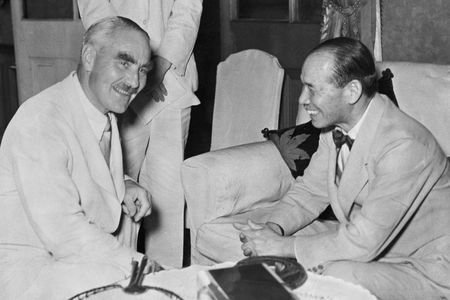 American ambassador Joseph C. Grew (left) meets with Japanese Foreign Minister&nbsp;Teijiro Toyoda (right) in October 1941, two months before the attack on Pearl Harbor.
