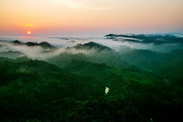 beauty of sunrise on a hill thumbnail