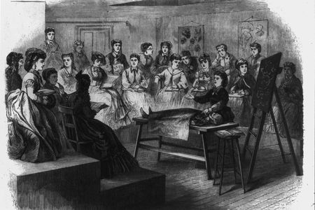 No photos of Cole survive. Shown here is an anatomy lecture taught by pioneering female physician Elizabeth Blackwell at the Woman's Medical College of New York Infirmary, which she founded. Cole was the resident physician at the infirmary and later a sanitary visitor at Blackwell's Tenement House Service. Blackwell described Cole as “an intelligent young coloured physician [who] carried on this work with tact and care.”