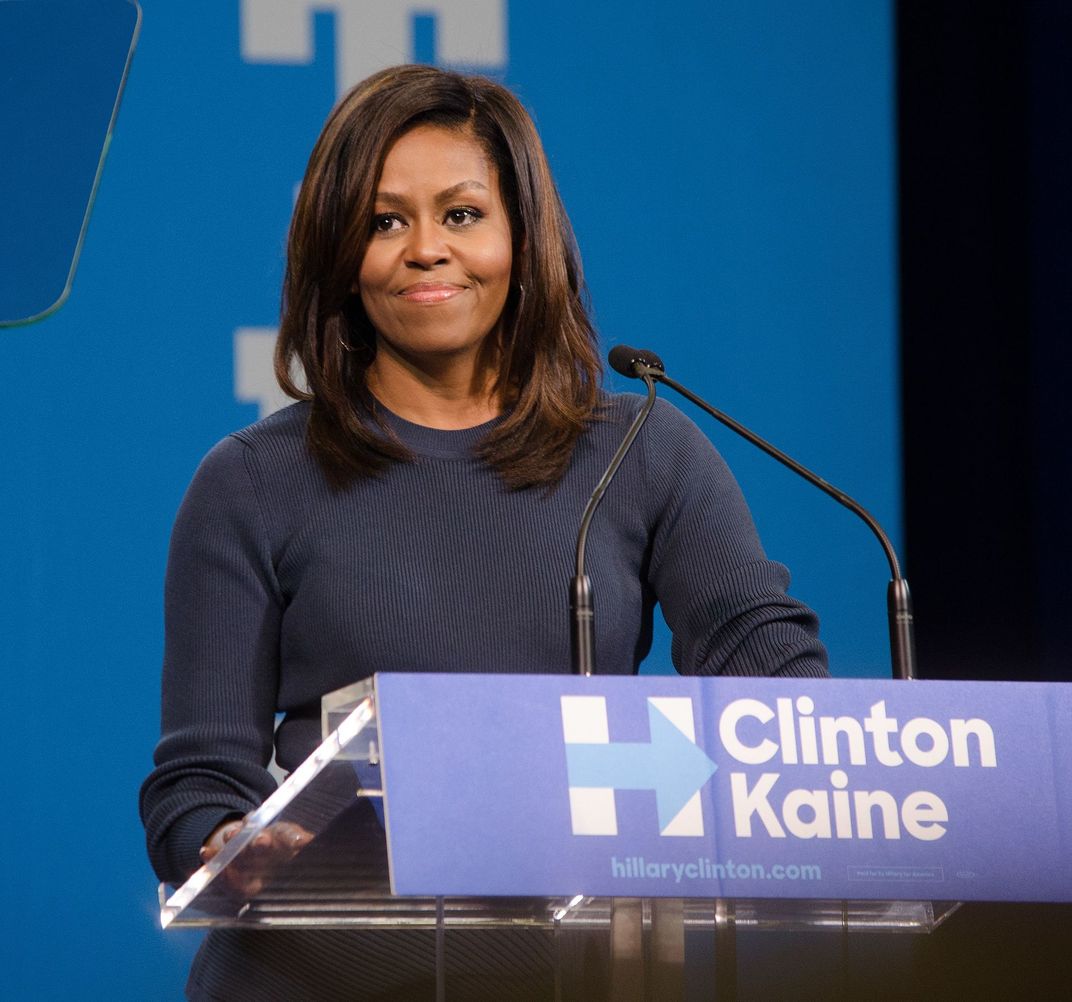 Michelle Obama speaks at a rally for Hillary Clinton in 2016.