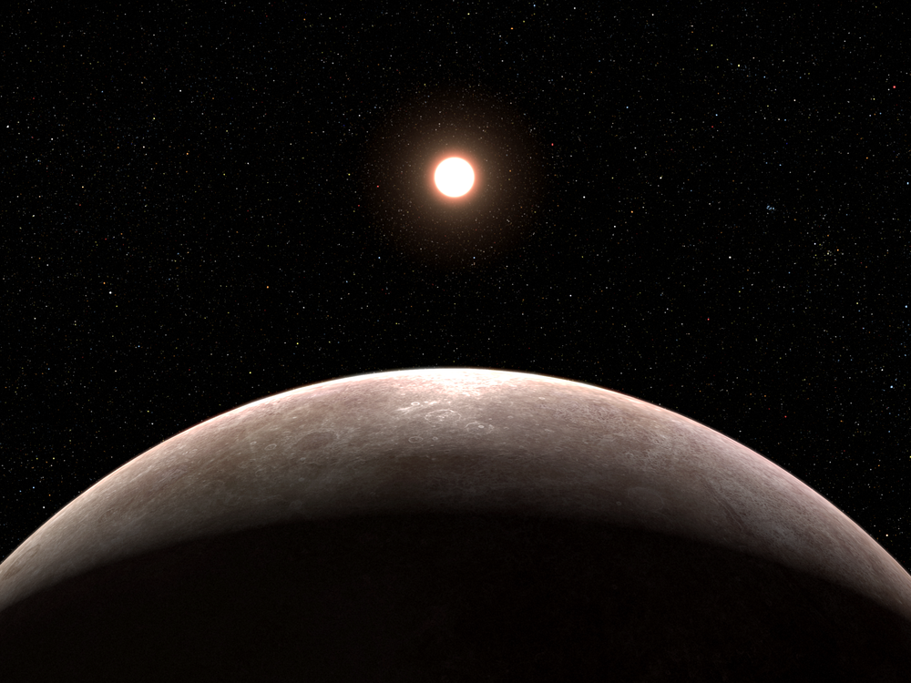 Illustration of exoplanet and its red dwarf star