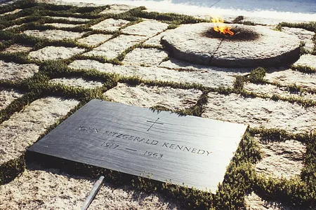 John F. Kennedy's permanent gravesite at the Arlington National Cemetery.