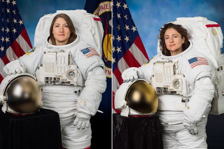 NASA astronauts Christina Koch (left) and Jessica Meir (right).