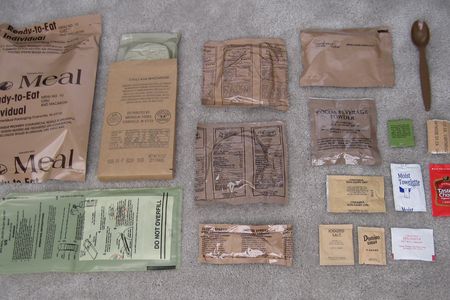 A typical U.S. Army Meal, Ready-to-Eat.