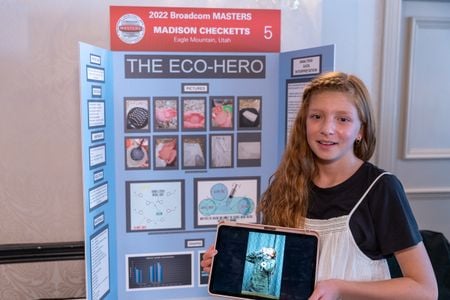 Twelve-year-old Madison Checketts was named one of the 30 finalists in the 2022 Broadcom Masters Competition, the country&rsquo;s premier science, technology, engineering and math competition for middle school students.