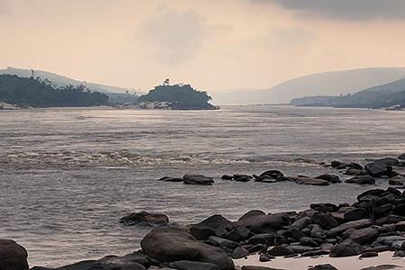 A view upriver on the lower Congo River.