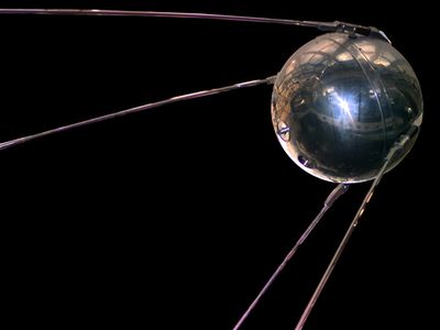 A replica of Sputnik 1 at the National Air and Space Museum.