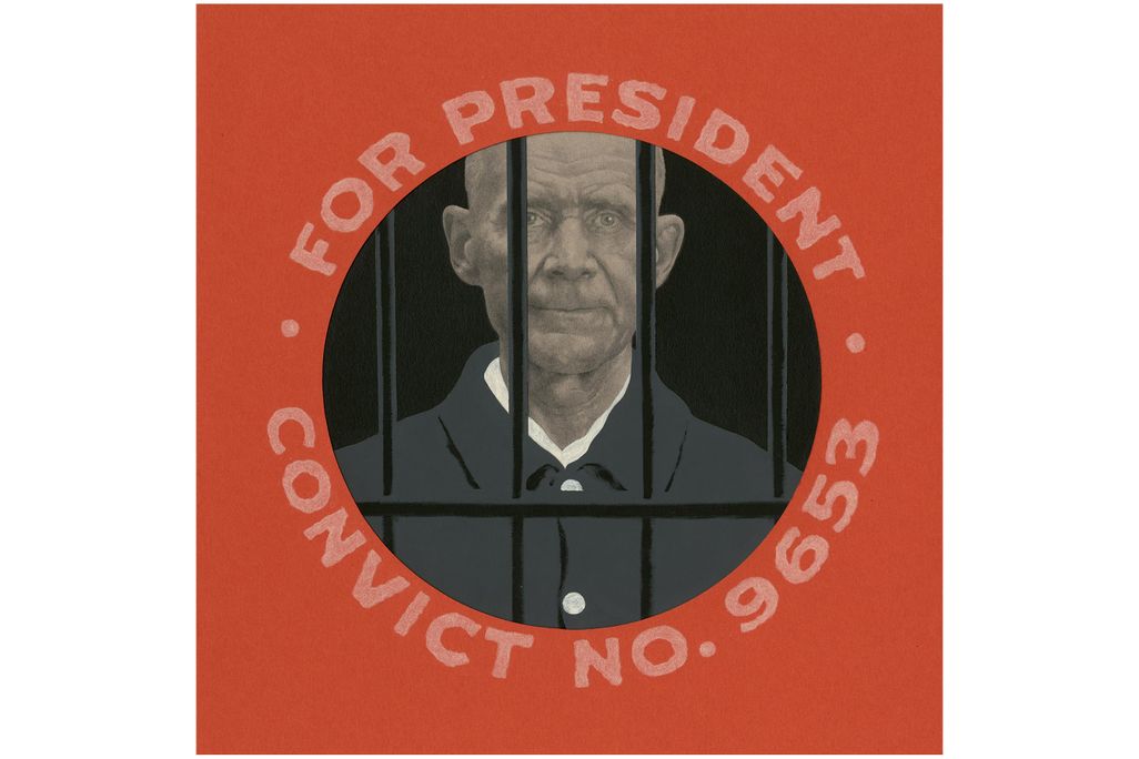 Eugene V. Debs behind bars illustration