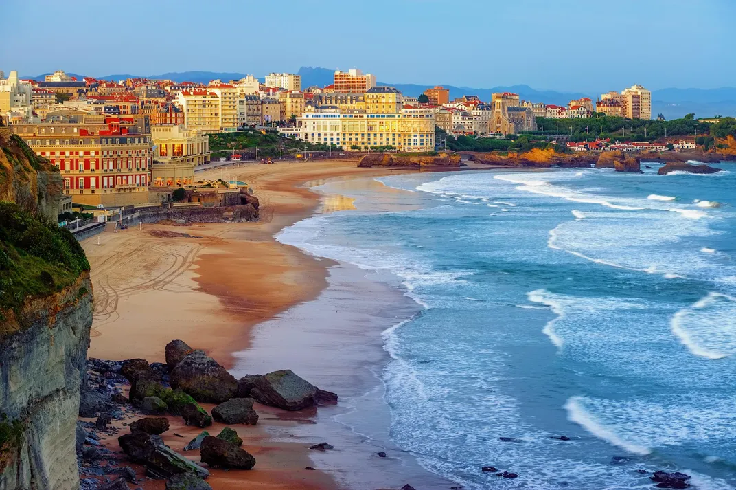 The beach in the resort town of Biarritz