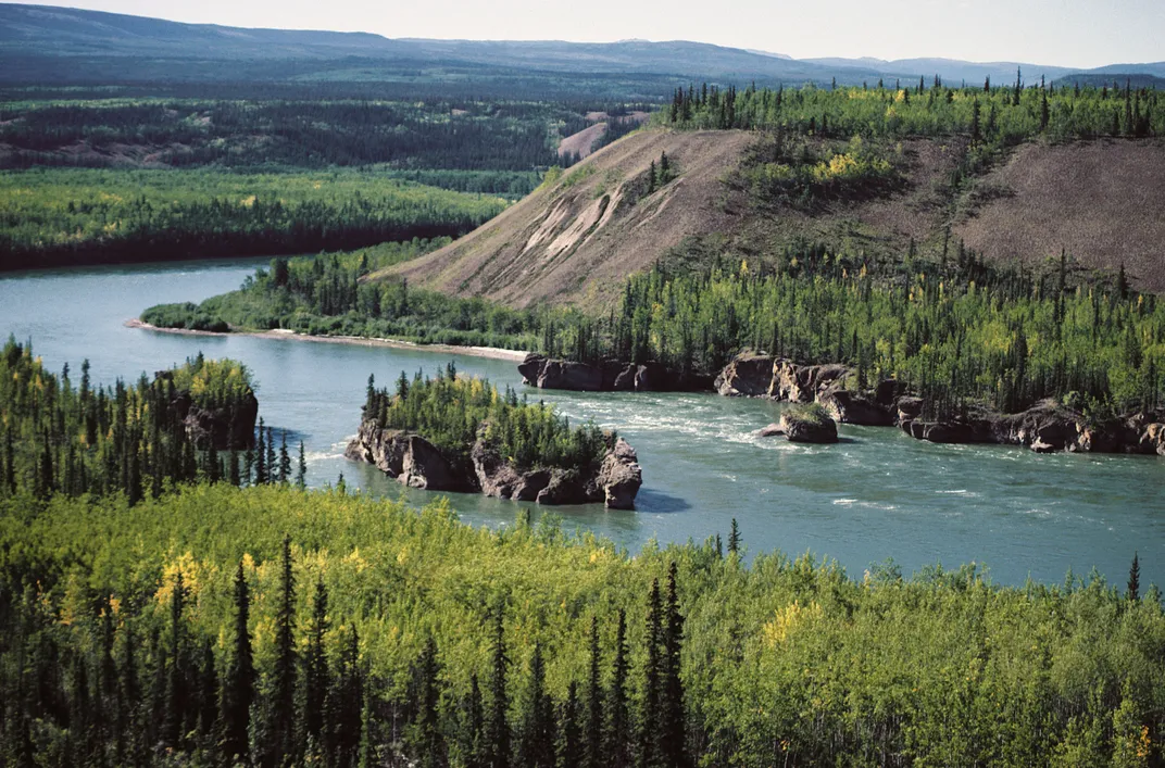 A bend in the Yukon River in the Alaskan Klondike