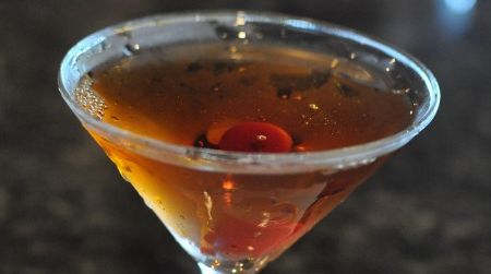 A Manhattan, mixed using Maker's Mark bourbon