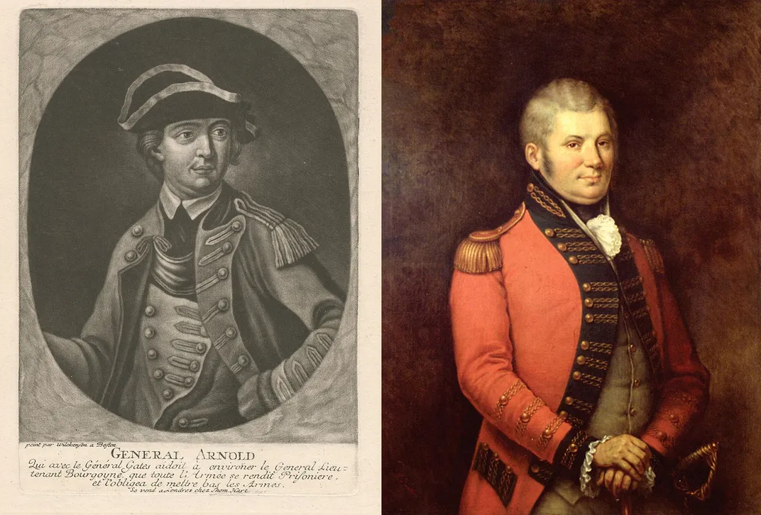 Benedict Arnold (left) and John Graves Simcoe (right)