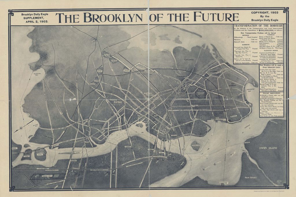 "The Brooklyn of the Future" spread in a Brooklyn Daily Eagle supplement, April 2, 1903
