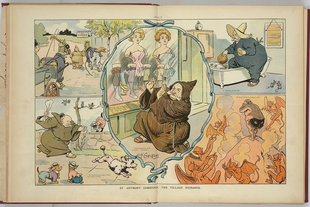 An illustration of Anthony Comstock, published in Puck magazine in 1906