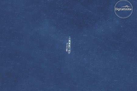 Two vessels rendezvous off the coast of Argentina in a likely transshipment.