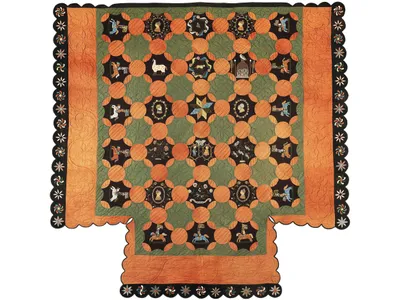 The Paul Family Quilt (1830-35), on display in "Fabric of a Nation: American Quilt Stories," was made for a four-poster bed. 