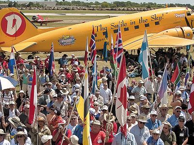 Two things you will find every July in Oshkosh Wisconsin The DC 3 Duggy and planeloads of international tourists