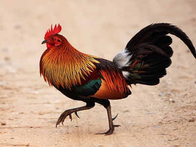 Charles Darwin first proposed that chickens may have descended from the red jungle fowl because of their similar appearances. (Pictured: A red jungle fowl)