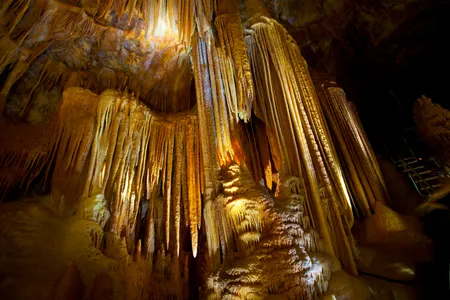 Stalactites hang inside of Australia's Jenolan Caves, each one a record of Earth's past.