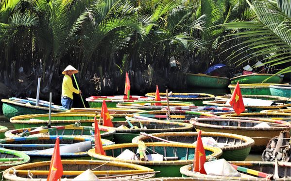 Palm Boats in Mekong River , Vietnam thumbnail