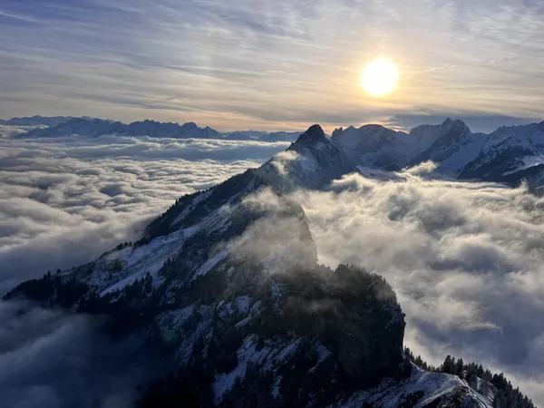 Sunset over an Alpine peak thumbnail