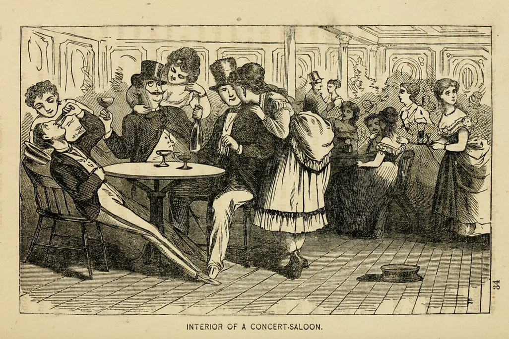 Illustration of the interior of a concert-saloon