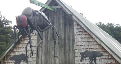 This oversized replica reminds passersby that sandflies could be a lot nastier than they are.