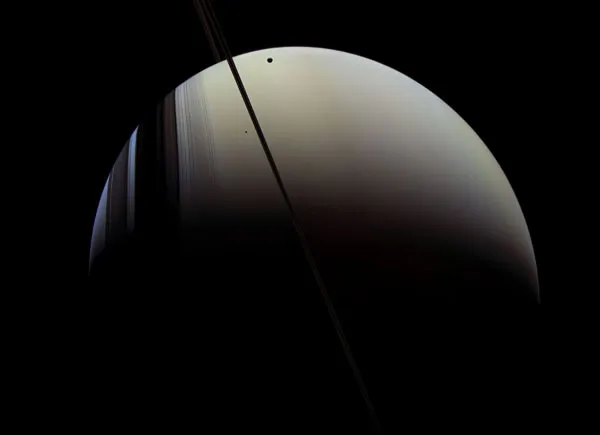 Saturn, Mimas and Tethys