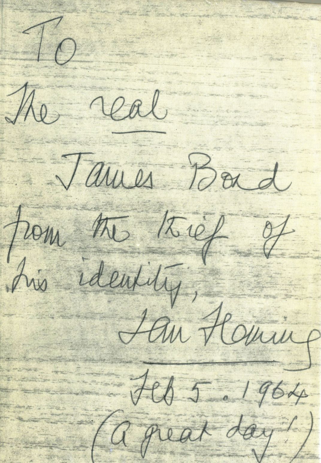 Ian Fleming inscription