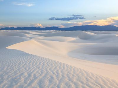 White Sands National Monument in New Mexico is known for its snow-white dunes. 