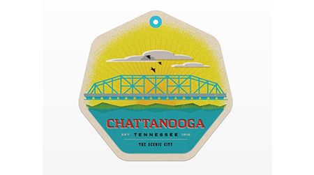 A badge designed for Chattanooga using the local Chatype font