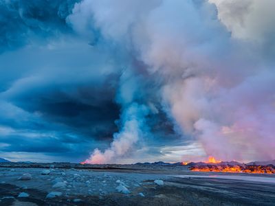 Eruption at the Holuhraun lava field near Bardarbunga Volcano, Iceland, September 2, 2014