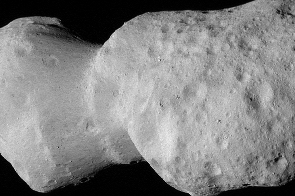 a close-up of a grey asteroid